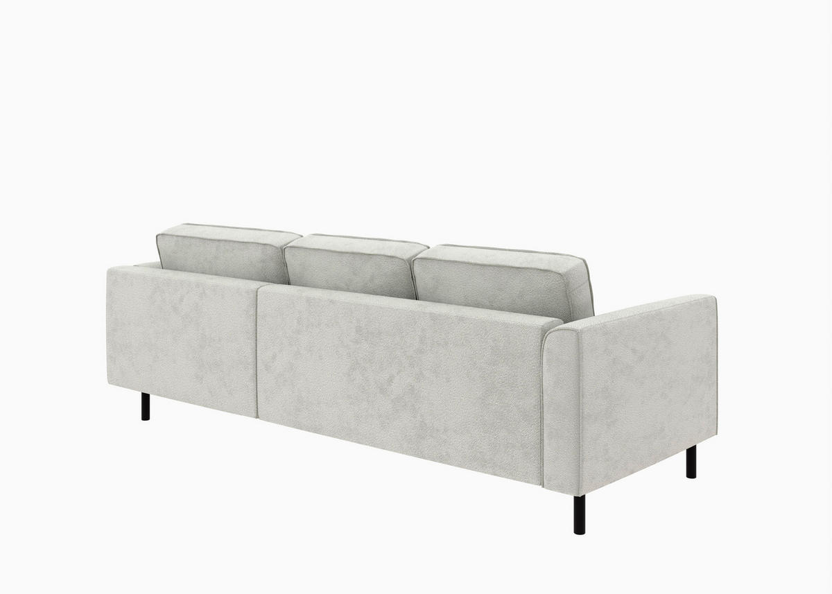 ECKSOFA Struktur Weiss  - Weiss/Schwarz, Modern, Textil/Metall (232/161cm) - Trendmanufaktur