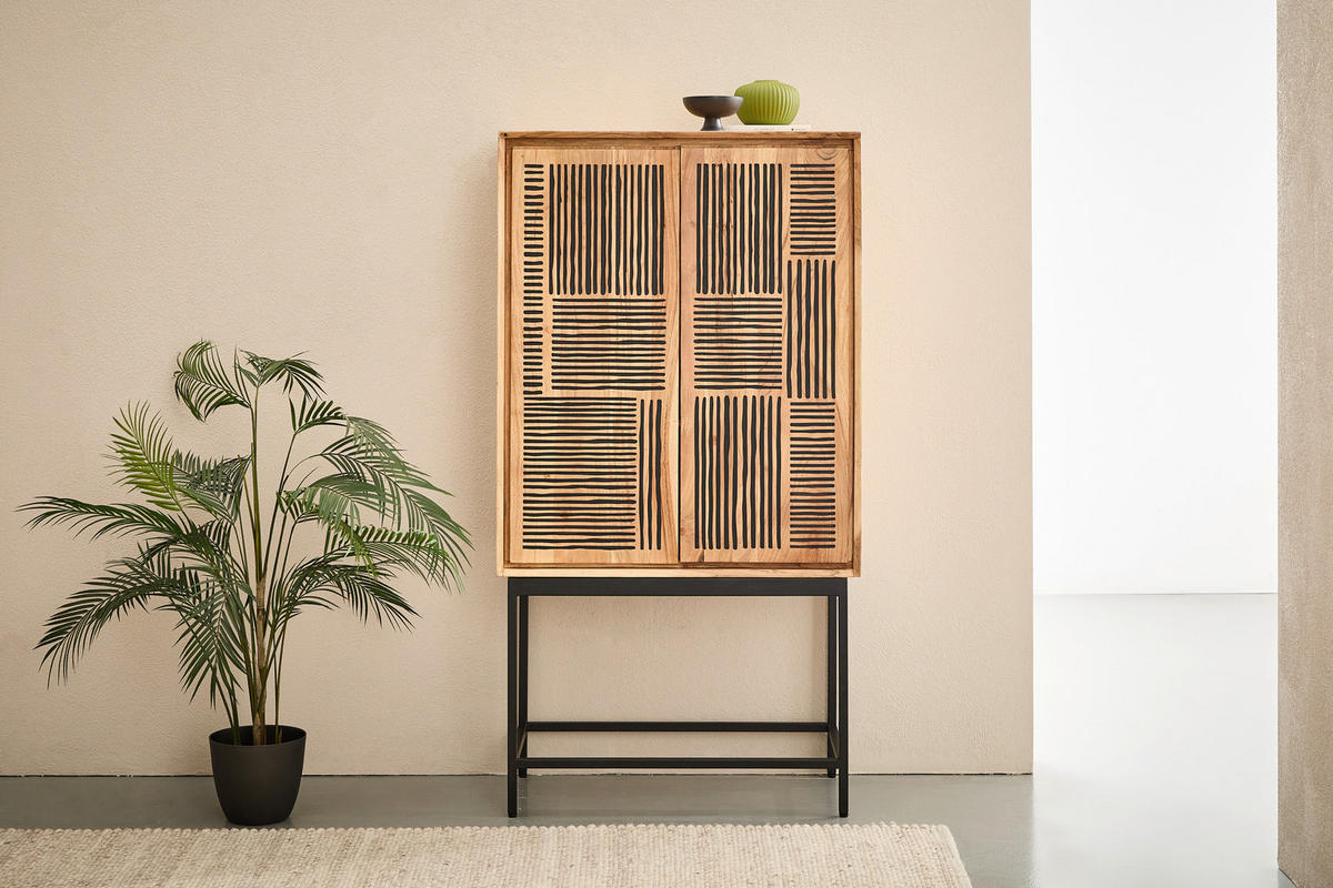 HIGHBOARD  80/150/40 cm  - Schwarz/Akaziefarben, KONVENTIONELL, Holz/Metall (80/150/40cm) - Livetastic