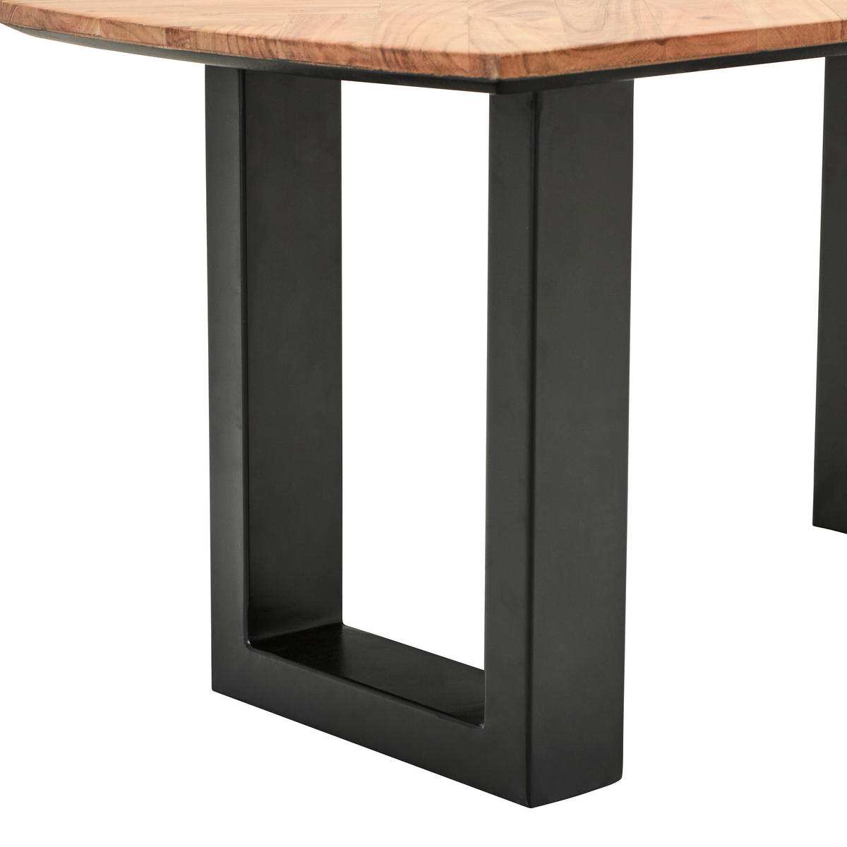 COUCHTISCH Akazie Hartholz oval Schwarz, Akaziefarben  - Schwarz/Akaziefarben, Natur, Holz/Metall (90/50/45cm) - Livetastic