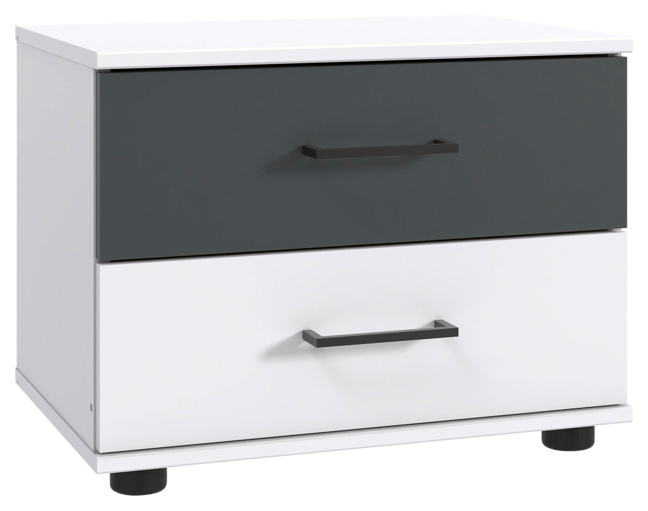 SÄNGBORD i grafitfärgad, vit  - vit/grafitfärgad, Klassisk, trämaterial/plast (52/40/38cm) - Carryhome