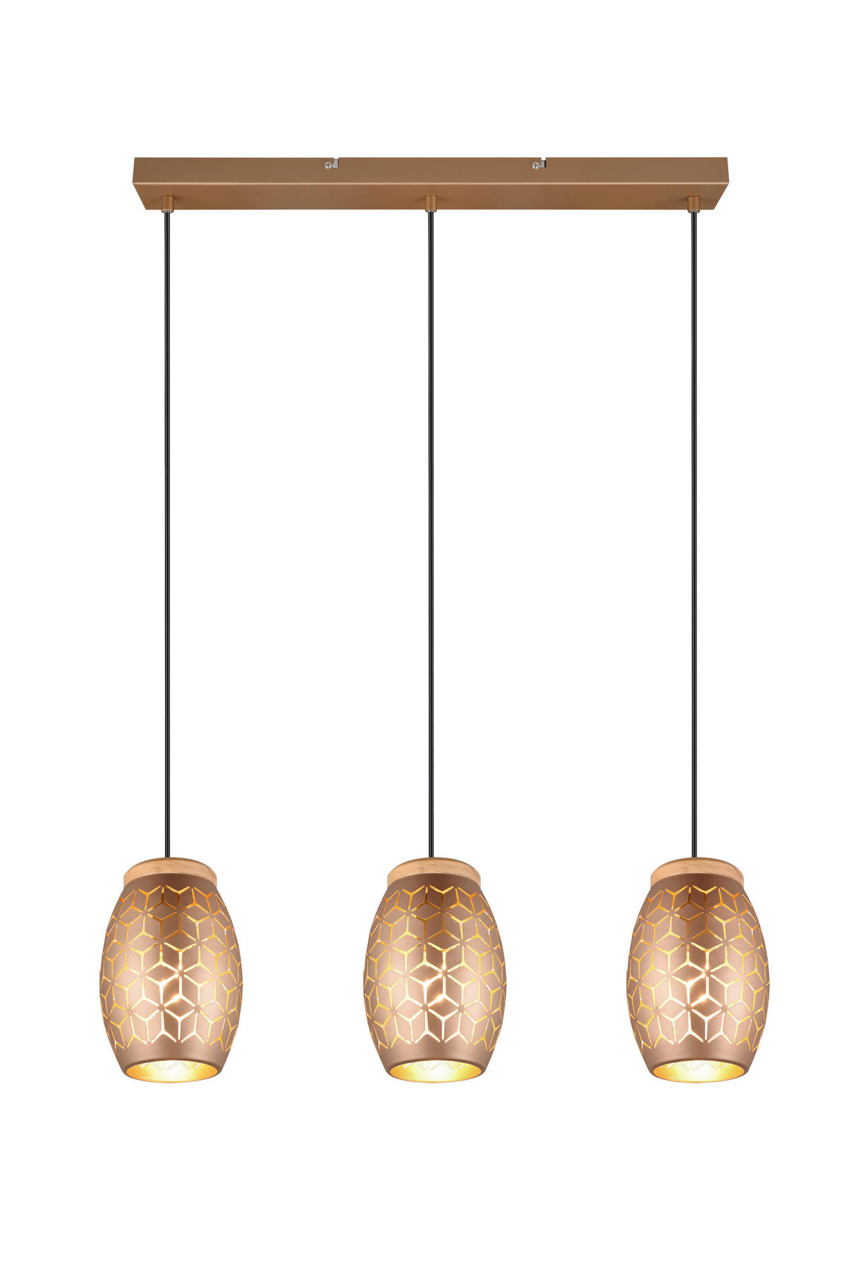 PENDELLEUCHTE Bidar 71/15/150 cm   - Goldfarben/Braun, KONVENTIONELL, Holz/Metall (71/15/150cm)