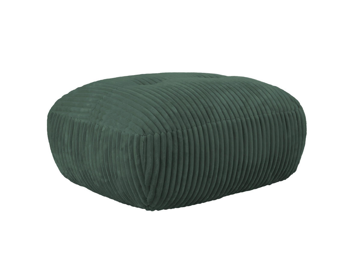 HOCKER BE FLUFFY Cord Dunkelgrün  - Dunkelgrün/Schwarz, MODERN, Kunststoff/Textil (92/46/74cm) - Trendmanufaktur