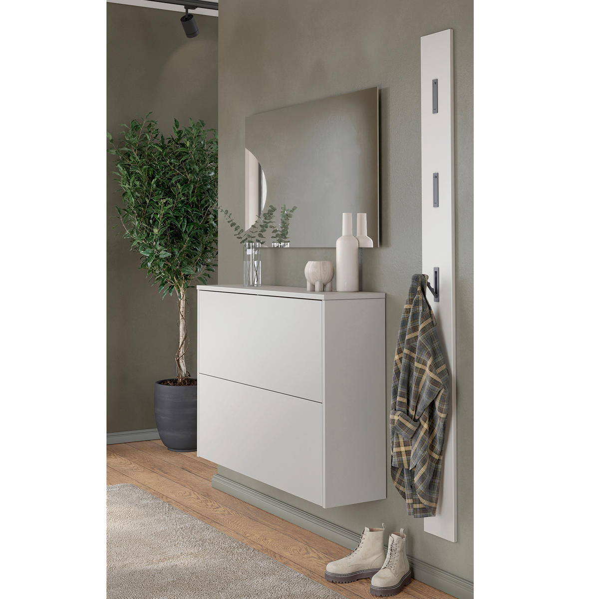 GARDEROBE 3-teilig  in 130/200/27 cm  - Kaschmir/Eichefarben, Design, Glas/Holzwerkstoff (130/200/27cm) - Livetastic