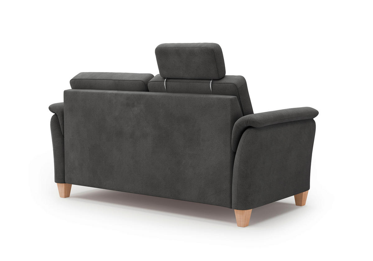 3-SITZER-SOFA in Flachgewebe Schwarz  - Eichefarben/Schwarz, KONVENTIONELL, Holz/Textil (179/89/89cm) - Sit & More