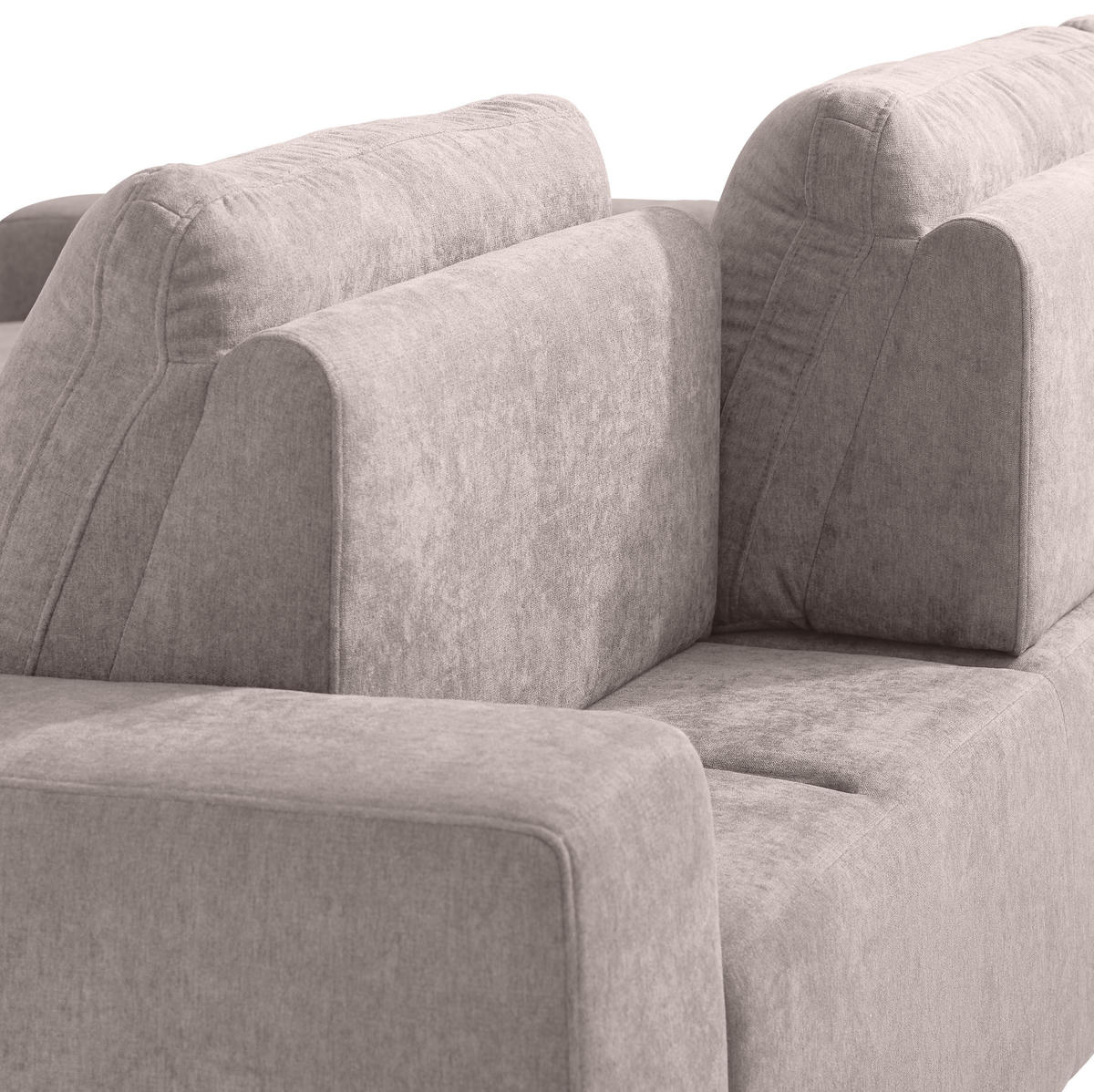ECKSOFA Beige Flachgewebe  - Beige, Design, Textil/Metall (188/260cm) - Hom`in