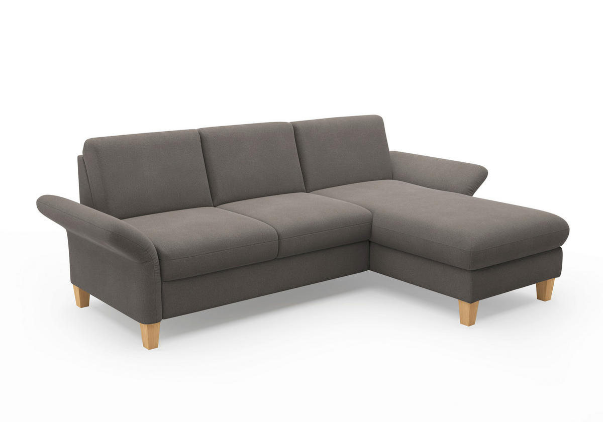 ECKSOFA ROCHELLE E Graphitfarben Flachgewebe  - Eichefarben/Graphitfarben, KONVENTIONELL, Holz/Textil (251/164cm) - Sit & More