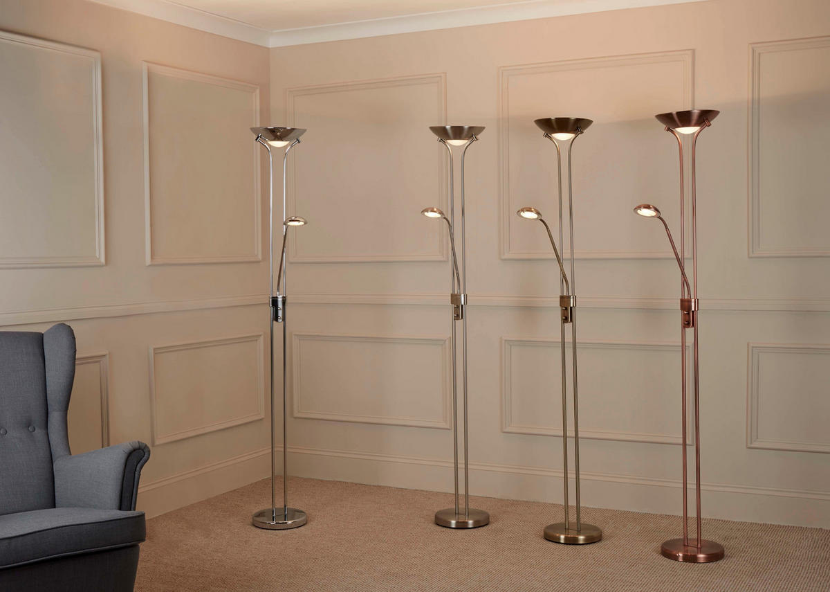 LED-STEHLEUCHTE 25.4/180 cm    - Silberfarben, Basics, Glas/Kunststoff (25.4/180cm) - Searchlight