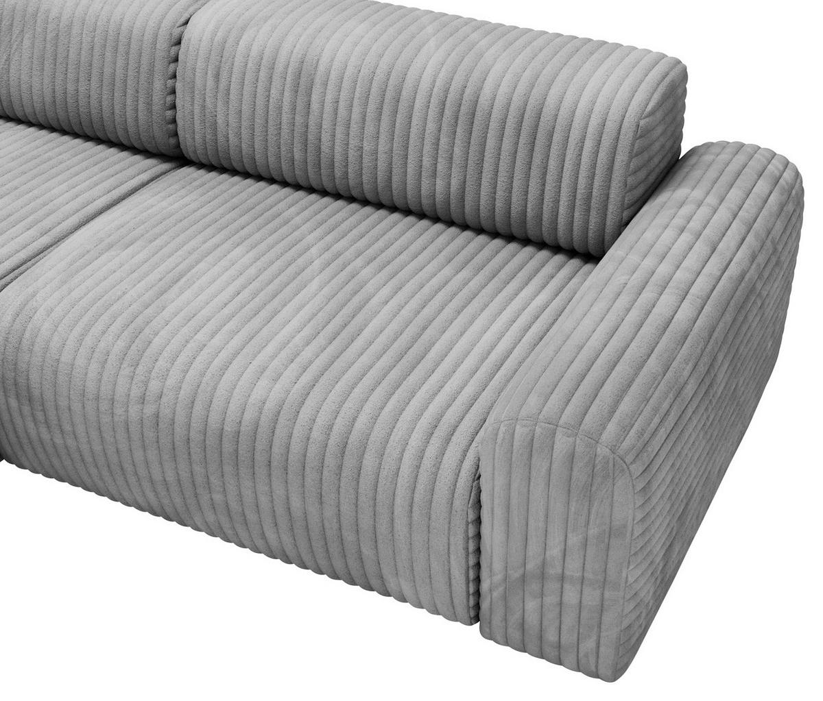 ECKSOFA in Cord Grau  - Schwarz/Grau, Design, Kunststoff/Textil (178/292cm) - Livetastic