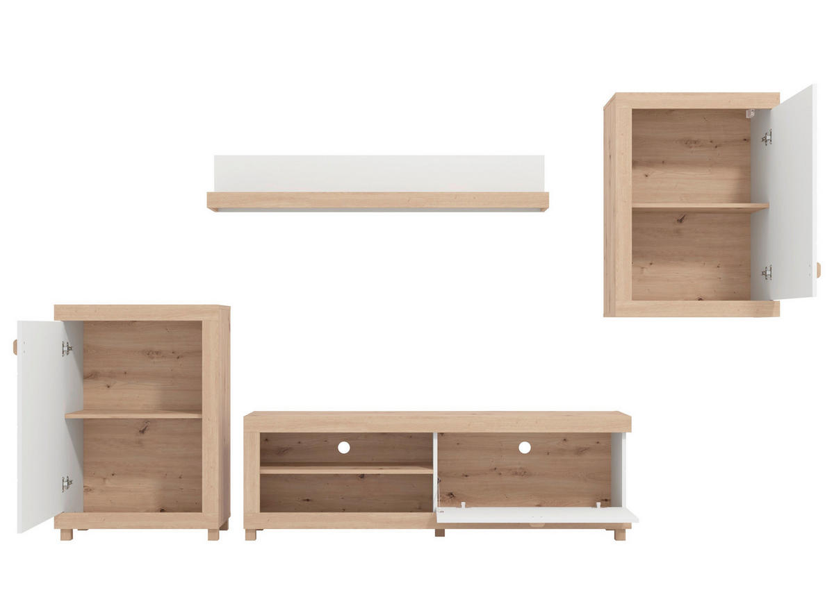 REGAL ZA DNEVNI BORAVAK bijela, hrast Artisan   - bijela/hrast Artisan, Moderno, drvni materijal/plastika (297/35/179,5cm)