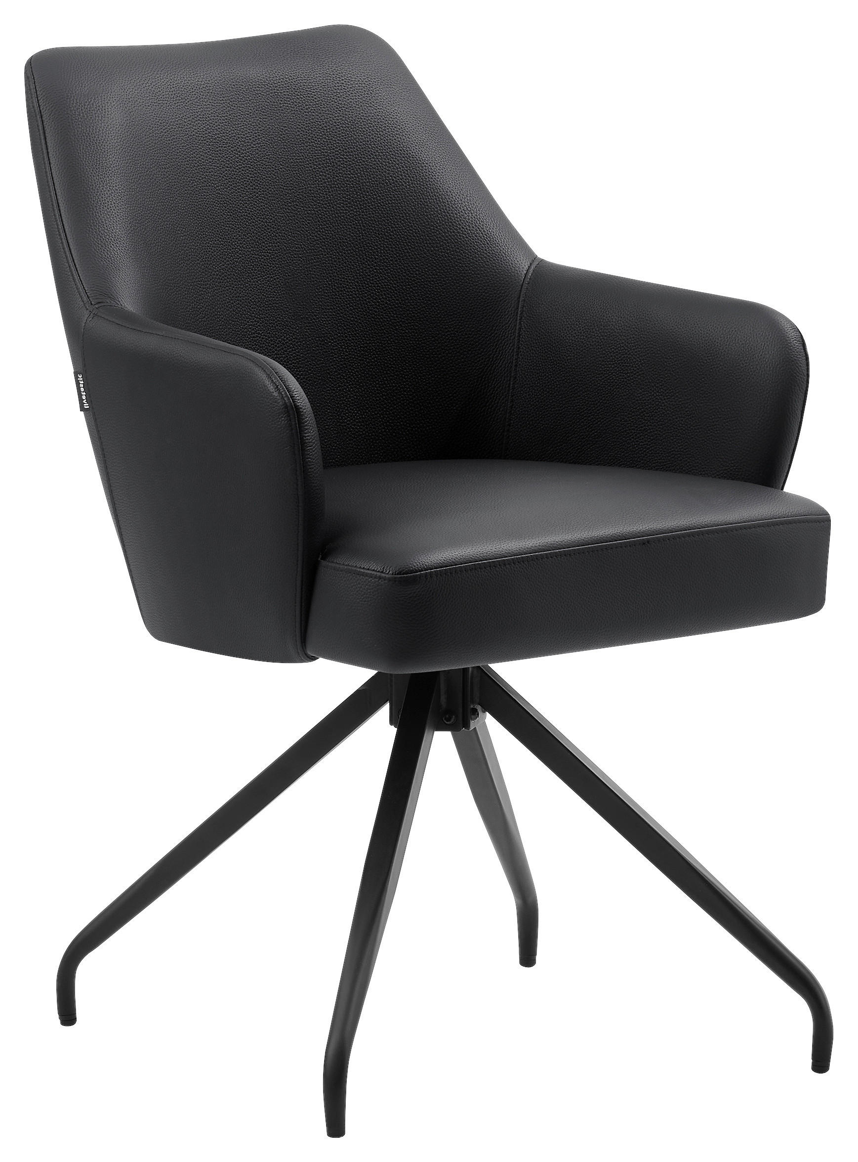 STOLICA S NASLONOM ZA RUKE  crna  drvo, metal, koža      - crna, Moderno, koža/drvo (57,5/83,5/63cm) - Livetastic