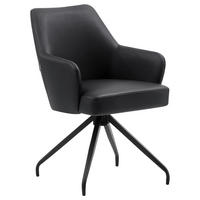 STOLICA S NASLONOM ZA RUKE  crna  drvo, metal, koža      - crna, Moderno, koža/drvo (57,5/83,5/63cm) - Livetastic