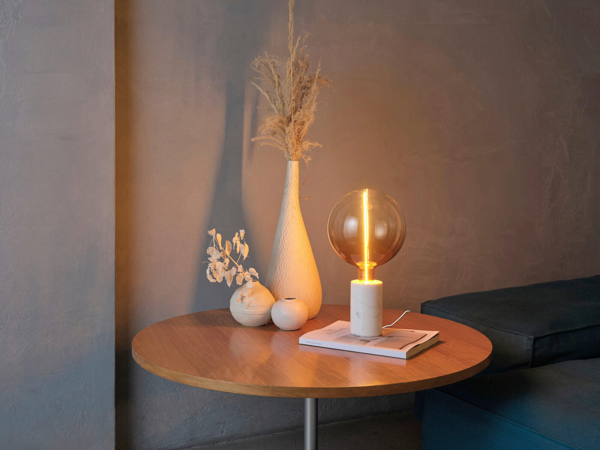 TISCHLEUCHTE 8/13 cm   - Weiß, Basics, Stein (8/13cm) - Osram