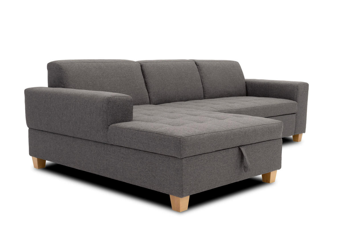 ECKSOFA SUGAR Schwarz Webstoff  - Chromfarben/Schwarz, Basics, Textil/Metall (266/162cm) - MID.YOU