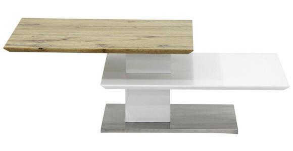 COUCHTISCH in Metall, Holzwerkstoff 80/60/40 cm - Edelstahlfarben/Eichefarben, Design, Holzwerkstoff/Metall (80/60/40cm) - Xora
