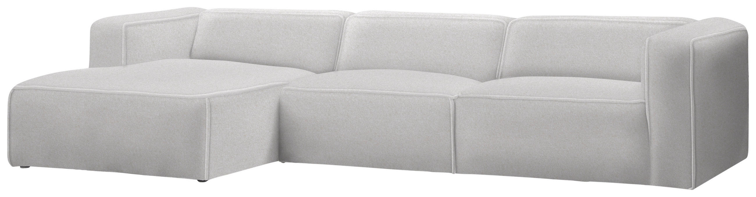 ECKSOFA in Webstoff Ecru  - Ecru/Schwarz, Design, Kunststoff/Textil (163/332cm) - Stylife