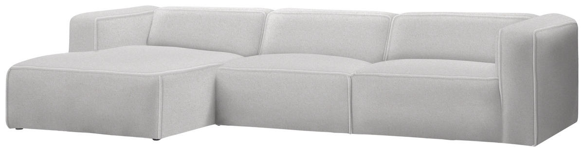 ECKSOFA in Webstoff Ecru  - Ecru/Schwarz, Design, Kunststoff/Textil (163/332cm) - Stylife