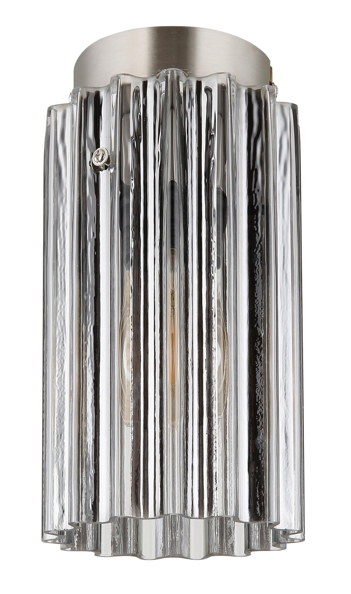 DECKENLEUCHTE  11.5/21 cm    - Klar/Nickelfarben, KONVENTIONELL, Glas/Metall (11.5/21cm) - Globo