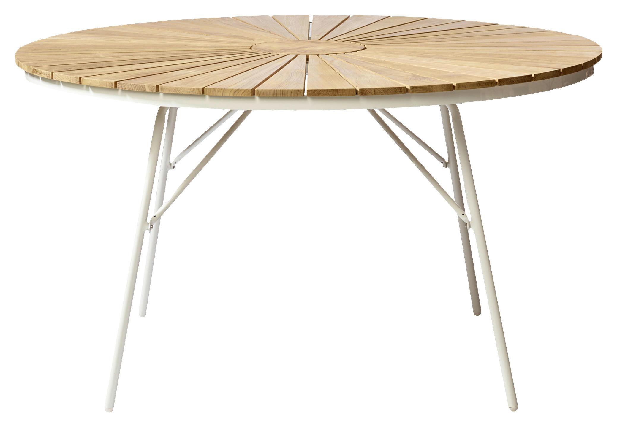 GARTENTISCH Holz rund  - Weiß Hochglanz/Weiß, KONVENTIONELL, Holz/Metall (110/74/110cm) - Gardenson