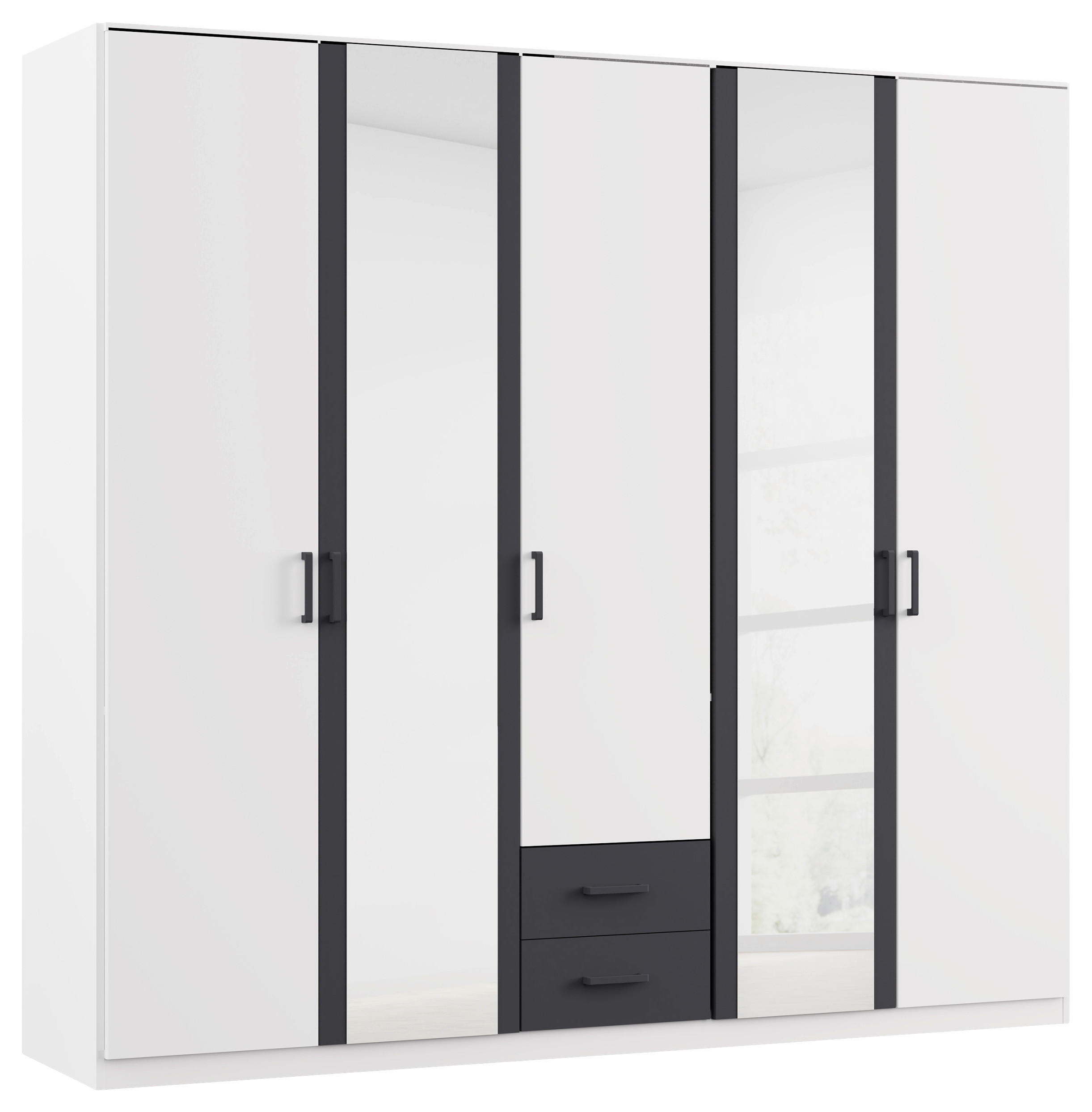 KLEIDERSCHRANK 226/210/54 cm 5-türig Grau, Weiß  - Weiß/Grau, KONVENTIONELL, Holzwerkstoff/Kunststoff (226/210/54cm) - Rauch Möbel