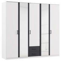 KLEIDERSCHRANK 226/210/54 cm 5-türig Weiß, Grau  - Weiß/Grau, KONVENTIONELL, Holzwerkstoff/Kunststoff (226/210/54cm) - Rauch Möbel