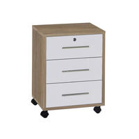 ROLLCONTAINER Sonoma Eiche, Weiß Hochglanz  - Edelstahlfarben/Weiß Hochglanz, MODERN, Holzwerkstoff/Kunststoff (44/58/40cm) - MID.YOU