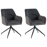 STUHL-SET 2 Stück  in Stahl Samt, Bouclé Metall, Textil  - Anthrazit/Schwarz, MODERN, Textil/Metall (62/87/56cm) - MID.YOU