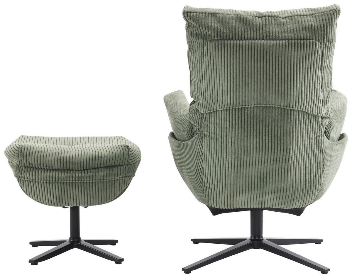 RELAXSESSELSET Cord Relaxfunktion, Hocker    - Schwarz/Grün, Design, Textil/Metall (77/100/78cm) - Carryhome