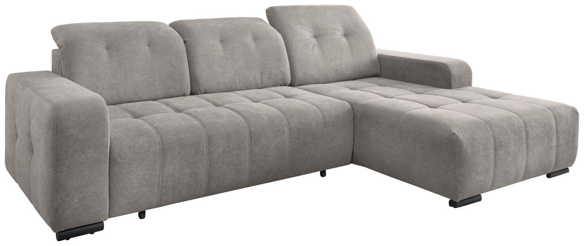 ECKSOFA VICARI Grau Mikrofaser Kopfteilverstellung, Sitzvorzug  - Schwarz/Grau, MODERN, Textil/Metall (292/185cm) - Livetastic