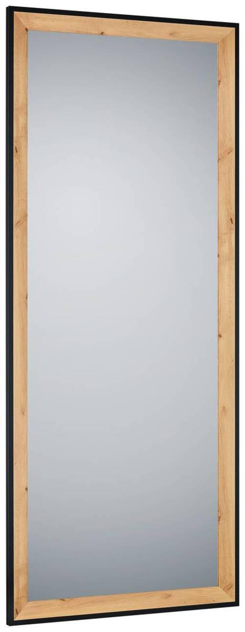 NÁSTĚNNÉ ZRCADLO 70/170/2,7 cm  - černá/barvy dubu, Moderní, kompozitní dřevo/sklo (70/170/2,7cm)