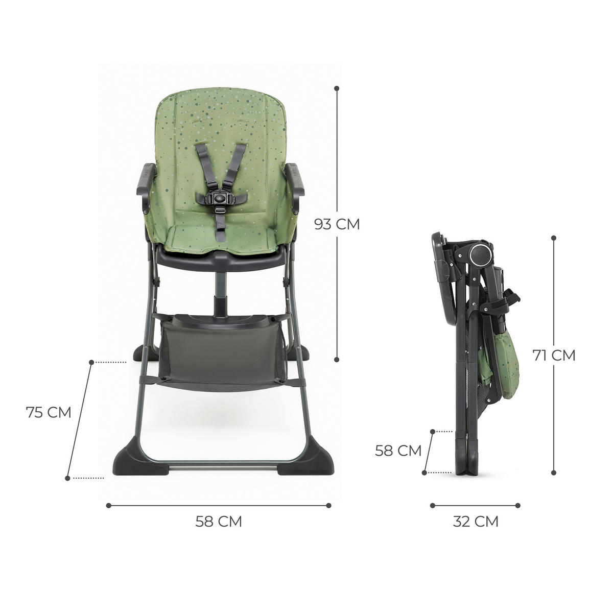 HOCHSTUHL Foldee  - Grün, Basics, Kunststoff/Metall (58/93/75cm) - kinderkraft