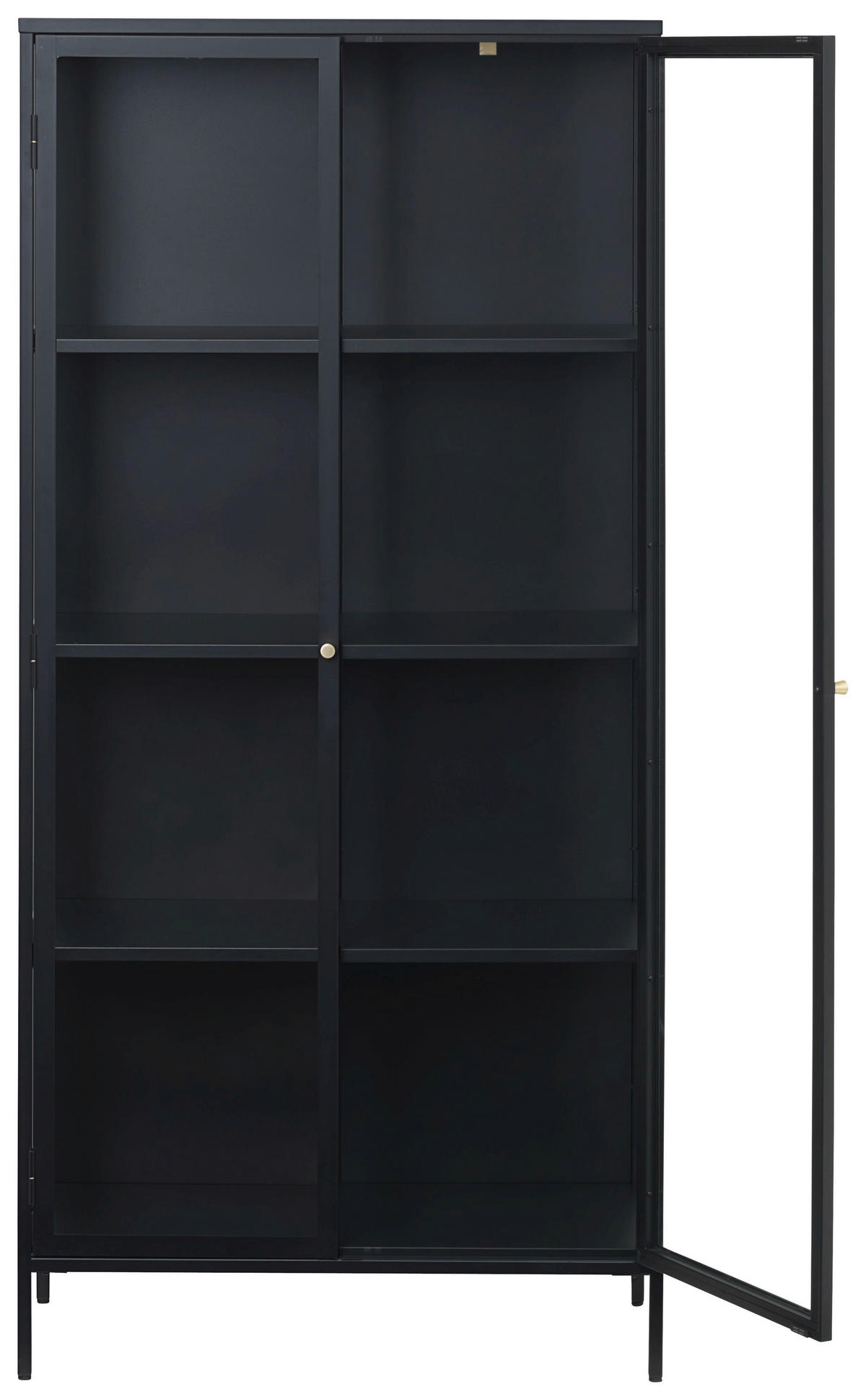 VITRINSKÅP svart  90/190/40 cm  - svart/guldfärgad, Trend, metall/glas (90/190/40cm) - Xora