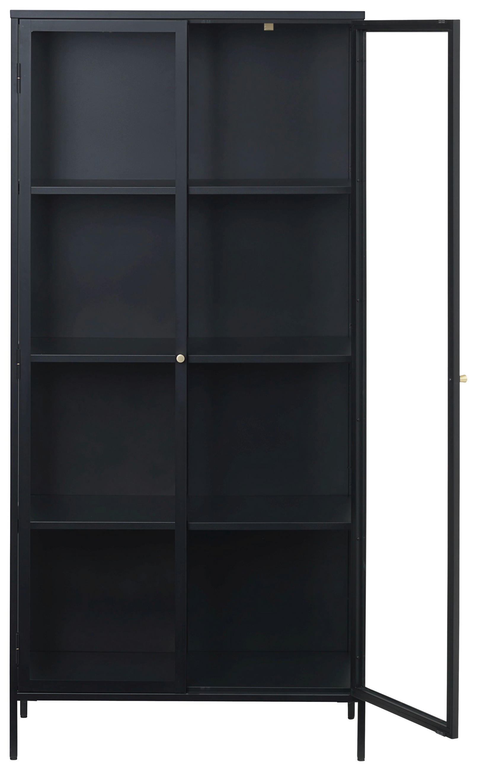 Thumbnail - Xora Vitrine Carmel Cabinet H190 CM, Schwarz, Metall, 3 Fächer, 90x190x40 cm, erweiterbar, Beimöbel erhältlich, stehend,...
