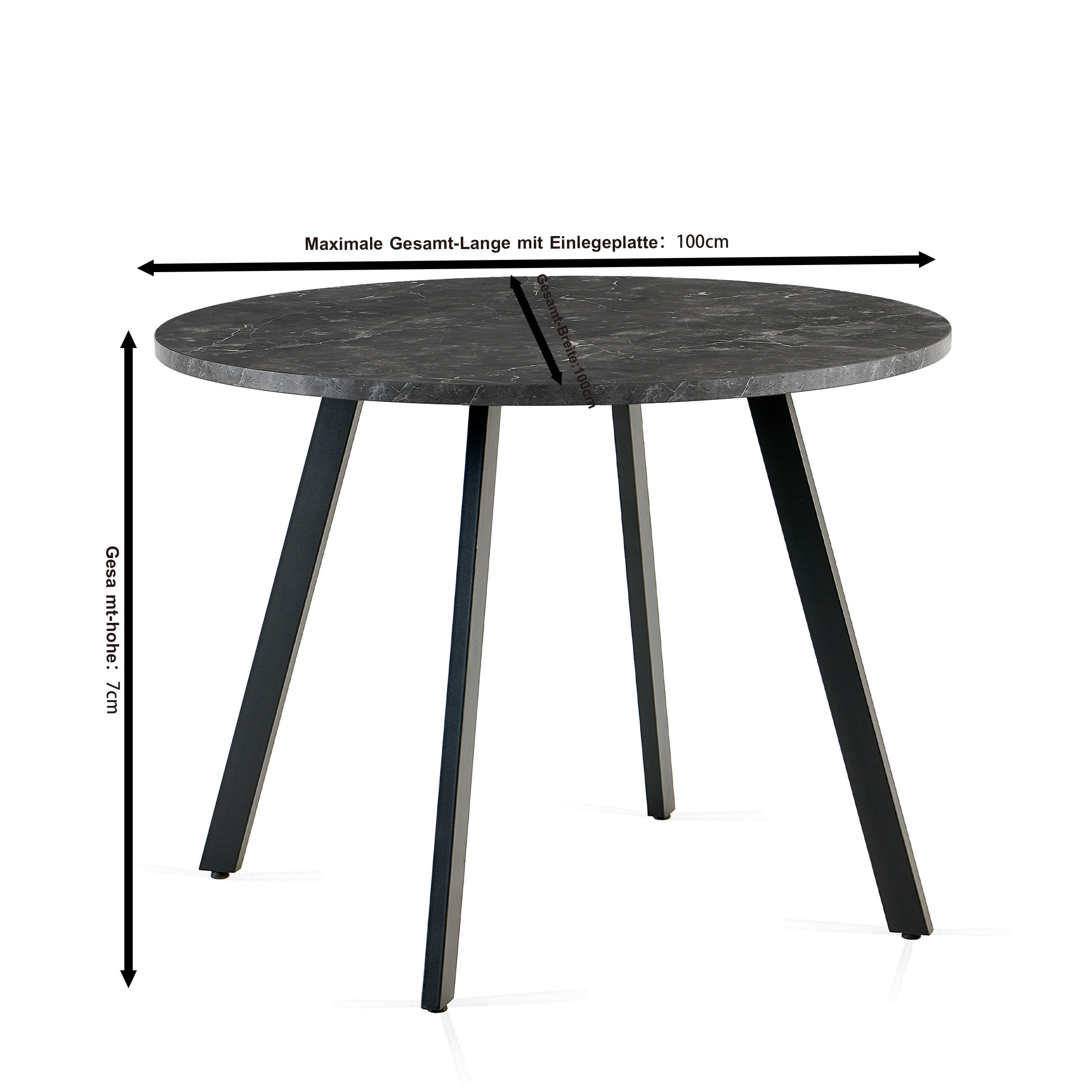 ESSTISCH in Metall, Holzwerkstoff  - Schwarz, KONVENTIONELL, Holzwerkstoff/Metall (100/76/100cm) - B&B Italia