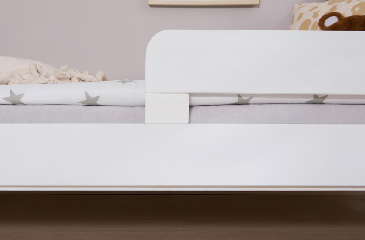 Bett Bennet mit Ausziehbett 120/200 cm Weiss  - Weiss, Modern, Holz (120/200cm) - MID.YOU