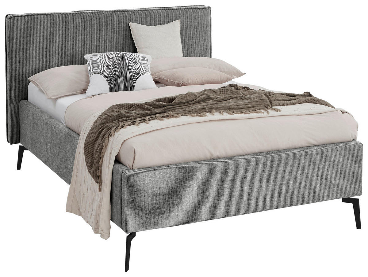 POLSTERBETT 140/200 cm  in Grau, Hellgrau  - Birkefarben/Buchefarben, Design, Holz/Textil (140/200cm) - home24