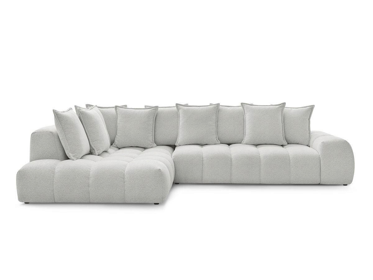 ECKSOFA Ottomane links  EVEREST Hellgrau Flachgewebe  - Hellgrau/Schwarz, MODERN, Kunststoff/Textil (210/352cm)