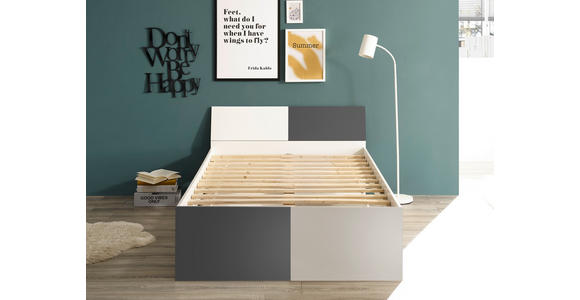 KINDER-/JUNIORBETT 120/200 cm  in Graphitfarben, Weiß  - Schwarz/Graphitfarben, MODERN, Holzwerkstoff/Kunststoff (120/200cm) - Carryhome