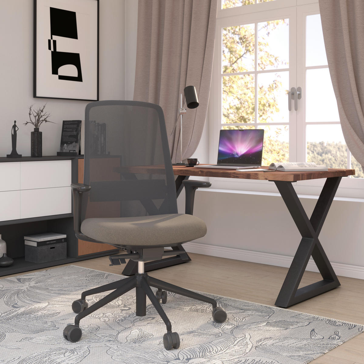 DREHSTUHL Braun, Schwarz  - Schwarz/Braun, MODERN, Kunststoff/Textil (70/103-115/70cm)