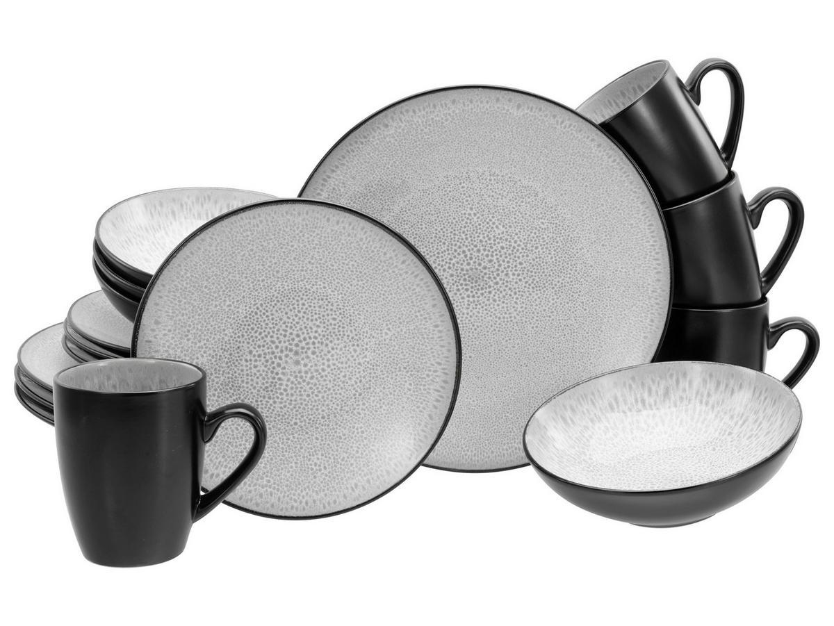 KOMBISERVICE Malmö 16-teilig  - Grauweiß/Schwarz, Basics, Keramik - Creatable