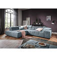 ECKSOFA  in Velours Hellblau  213/317 cm  - Schwarz/Grau, Design, Kunststoff/Textil (213/317cm) - Hom`in