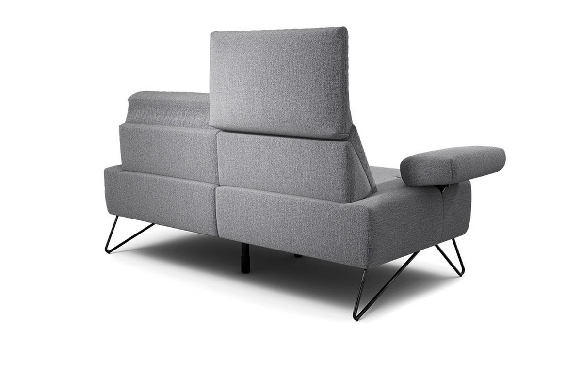 2-SITZER-SOFA in Chenille Anthrazit  - Anthrazit/Schwarz, Design, Textil/Metall (164-194/85/86-94cm) - SENSOO