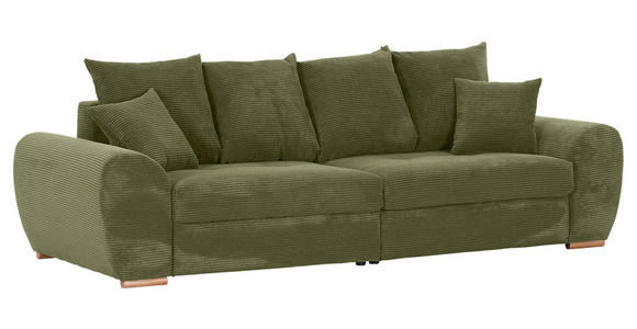 BIGSOFA  in Cord Olivgrün  - Eichefarben/Olivgrün, KONVENTIONELL, Holz/Textil (270/72/109cm) - Carryhome