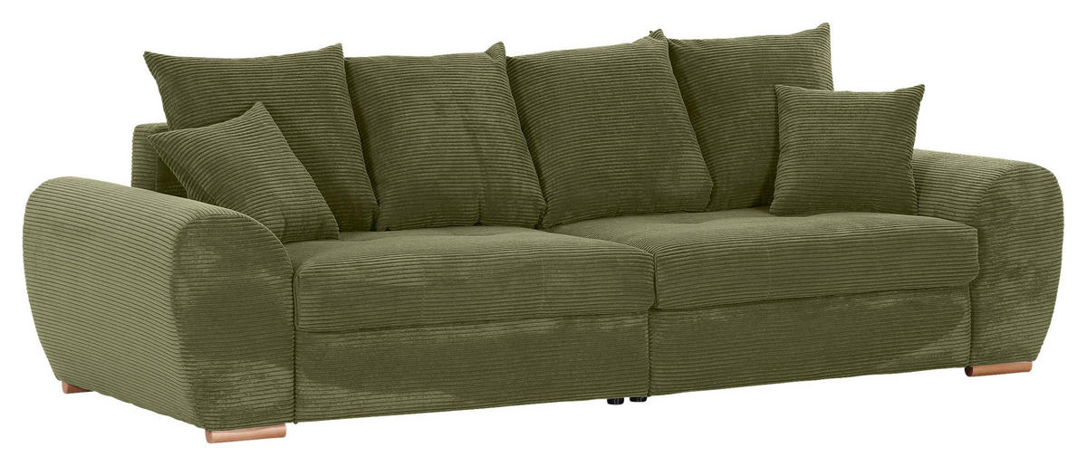 BIGSOFA  in Cord Olivgrün  - Eichefarben/Olivgrün, KONVENTIONELL, Holz/Textil (270/72/109cm) - Carryhome