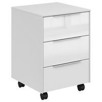 ROLLCONTAINER Weiß  - Hellgrau/Weiß, KONVENTIONELL, Glas/Holzwerkstoff (40/61/50cm) - Voleo