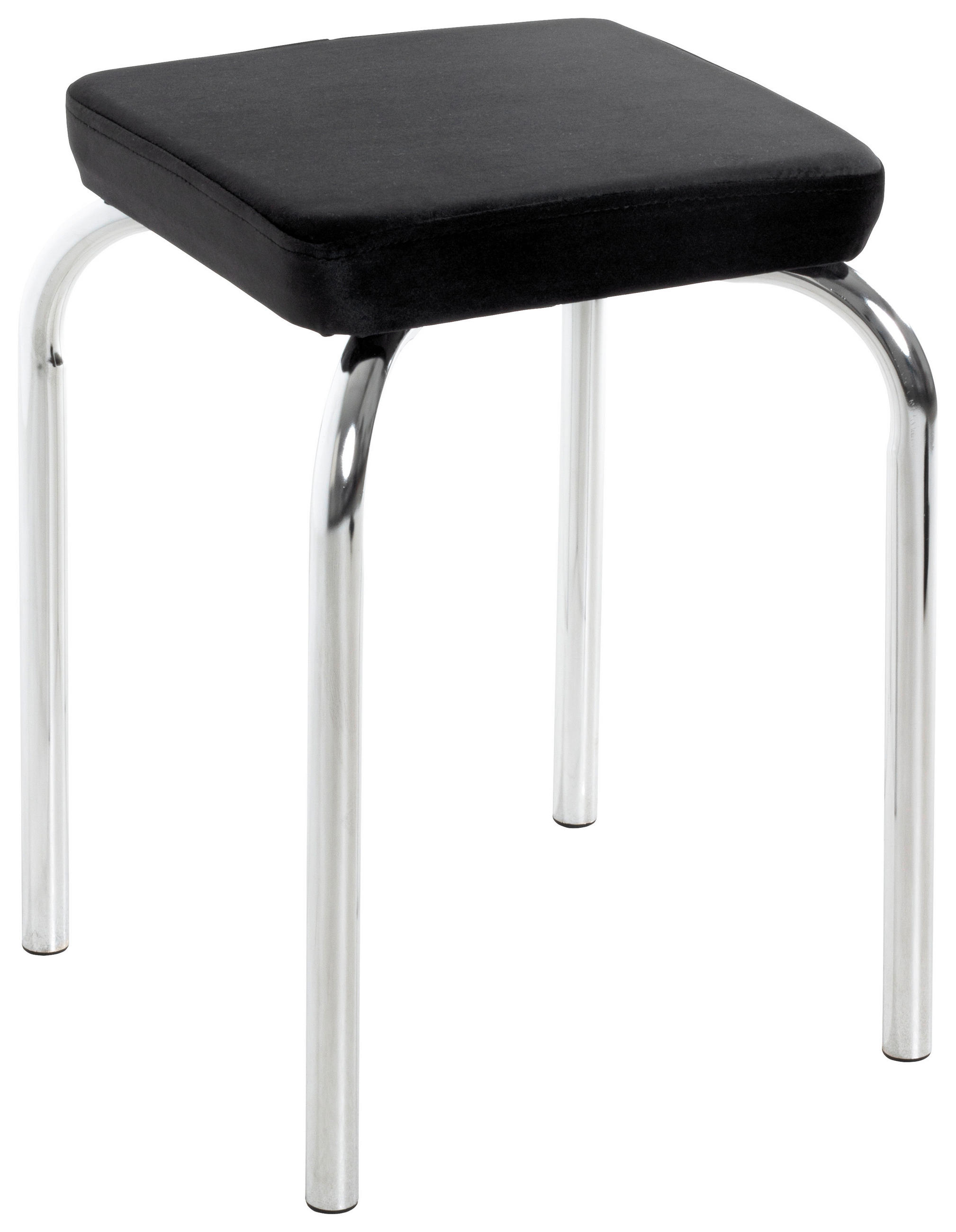 STAPELHOCKER Samt Schwarz, Chromfarben  - Chromfarben/Schwarz, KONVENTIONELL, Textil/Metall (36/49/36cm)