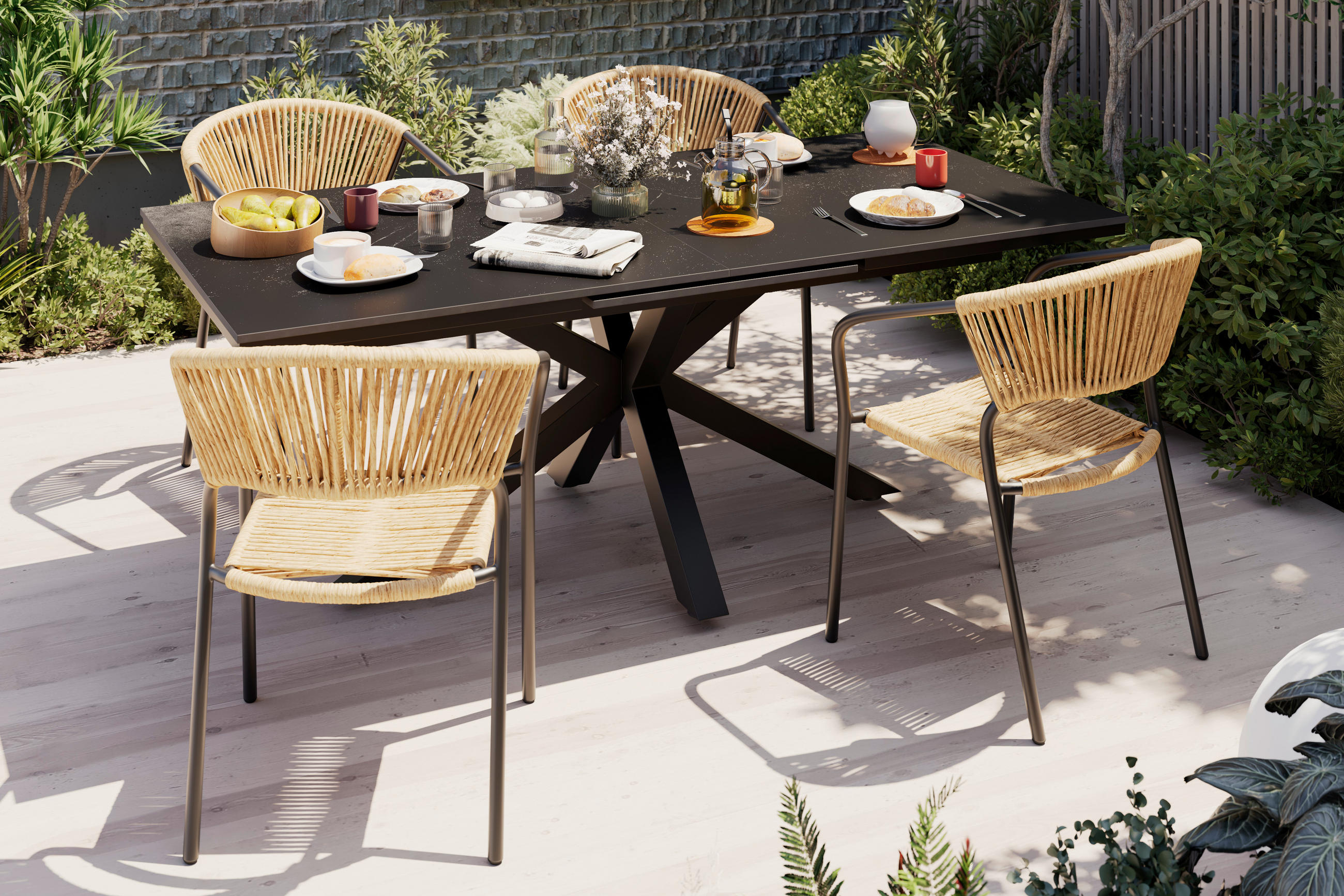 GARTENTISCH Metall, Stein rechteckig  - Grau, MODERN, Stein/Metall (200/260/76/100cm) - Ambia Garden