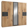 DREHTÜRENSCHRANK  in Graphitfarben, Eichefarben  - Eichefarben/Silberfarben, Basics, Holzwerkstoff (225/208/58cm) - MID.YOU