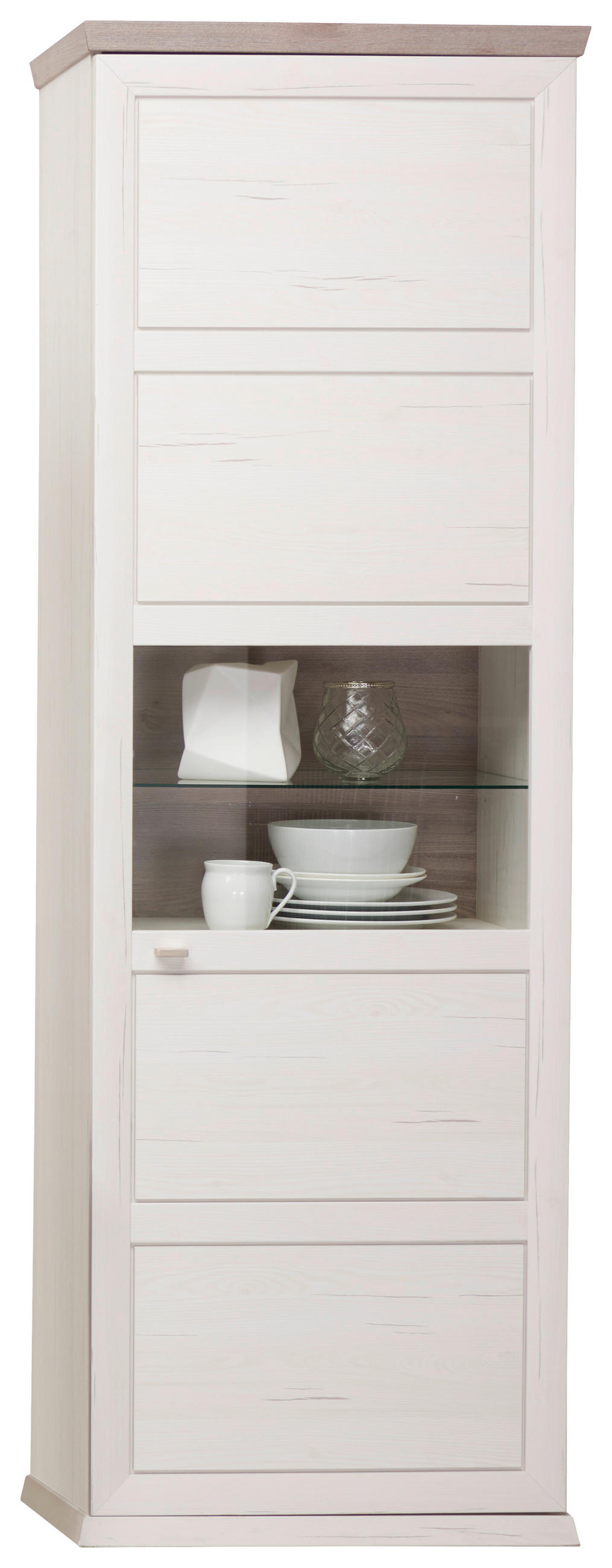 VITRINE in Grau, Weiß  - Weiß/Grau, LIFESTYLE, Glas/Holzwerkstoff (69,4/209,2/42,5cm) - Hom`in