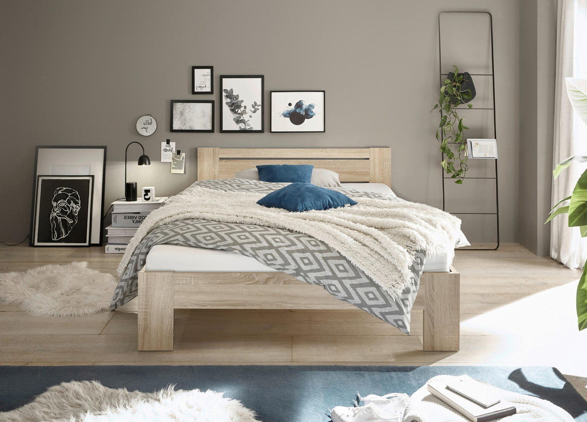 BETT 140/200 cm  in Sonoma Eiche  - Sonoma Eiche, KONVENTIONELL, Holzwerkstoff (140/200cm) - Carryhome