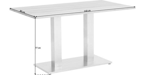 ESSTISCH in Edelstahlfarben, Weiß - Edelstahlfarben/Weiß, Design, Glas/Metall (140/80/77cm) - Dieter Knoll